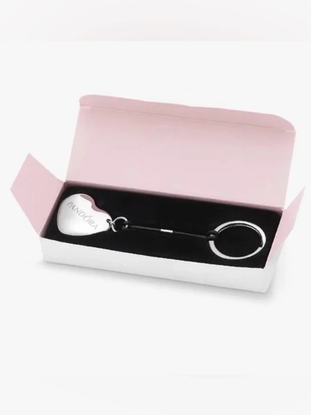 Pandora Silver Heart Clasp Opener on Black Cord